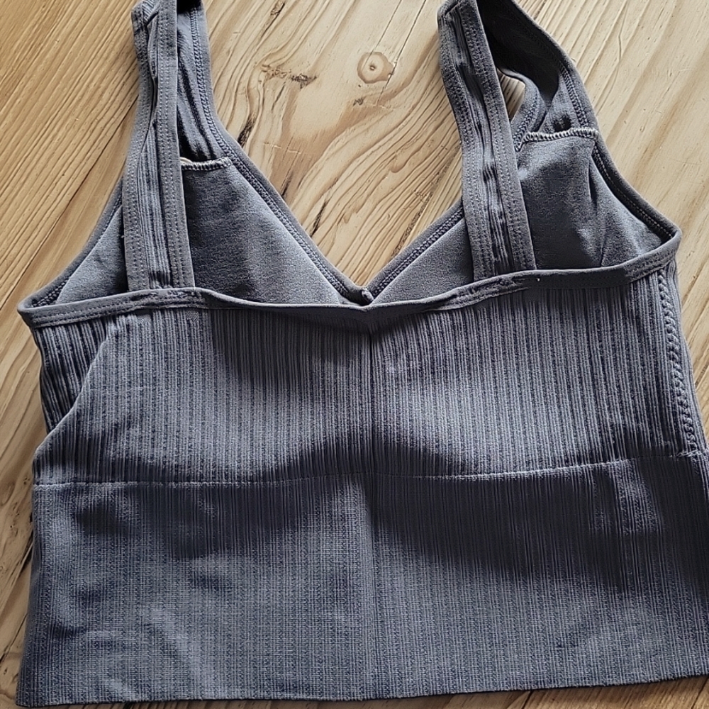 Gray Ribbed Women's Bralette - Picture 2 of 3